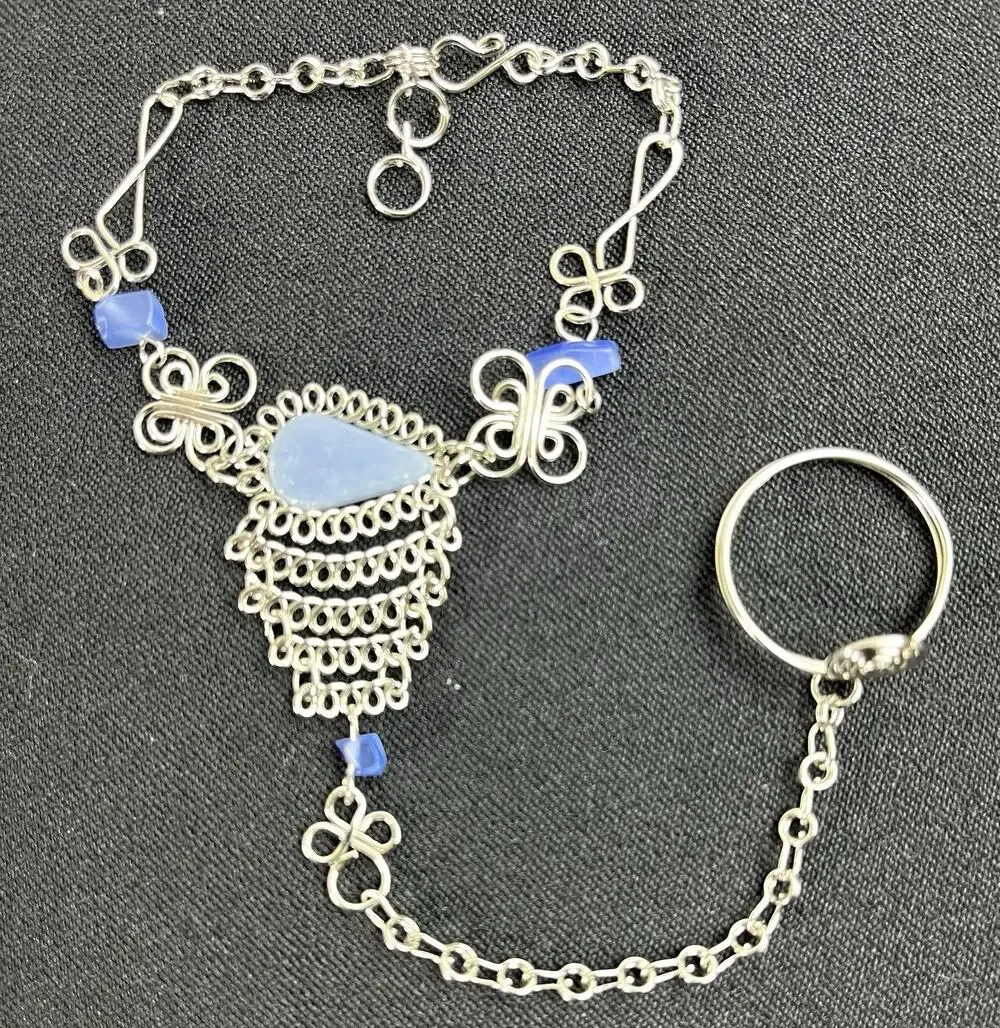 Slave Bracelet From Perú Handmade With Angelite Stone